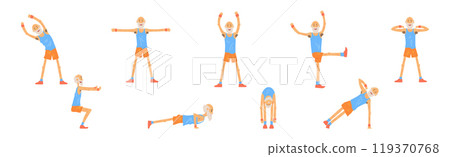 Funny Senior Man Character Exercising and Workout Vector Set Funny Senior Man Character Exercising and Workout Vector Set 119370768