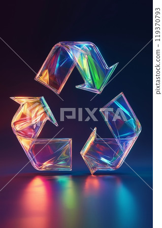 Shiny recycle icon with a gradient of rainbow colors in a futuristic style 119370793