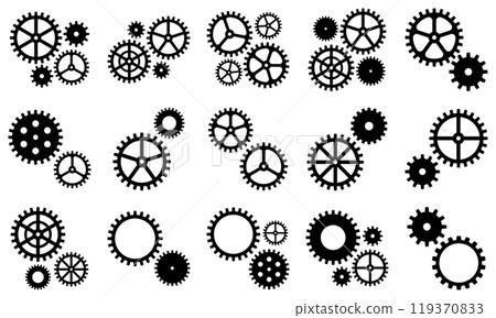Gears black icon set Gears black icon set 119370833