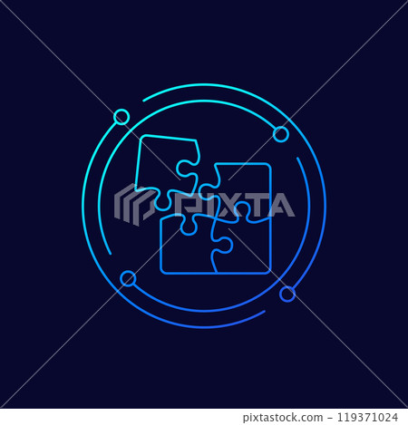 puzzle pieces icon, linear design 119371024
