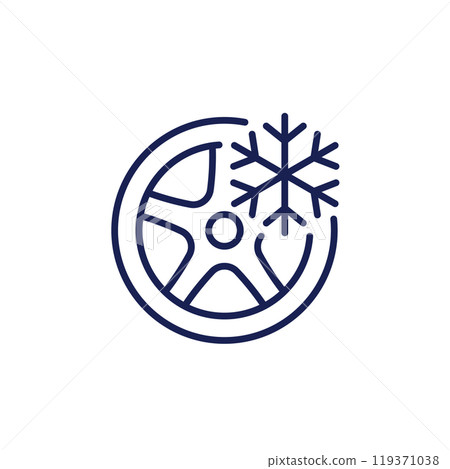 winter snow tire line icon 119371038