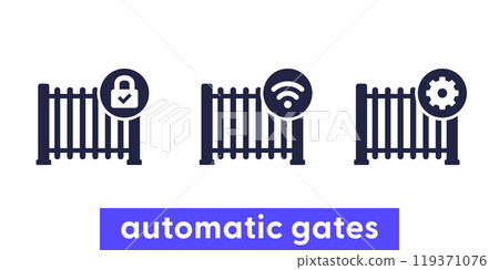 automatic gates icons, electric gate vector 119371076