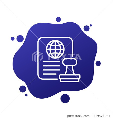 Visa icon, stamp and document line vector 119371084
