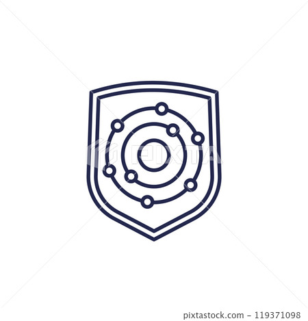 antioxidant icon with a shield, line vector antioxidant icon with a shield, line vector 119371098