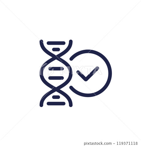 dna line icon with a check mark 119371118