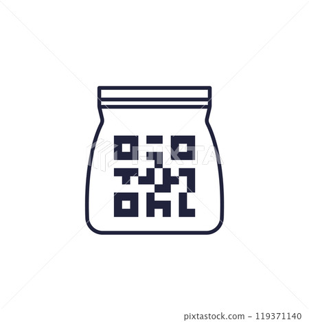 bag with qr code icon, scan package vector 119371140