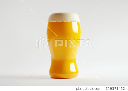 3D rendered sleek beer glass brimming with cold ale, frothy top 119371432