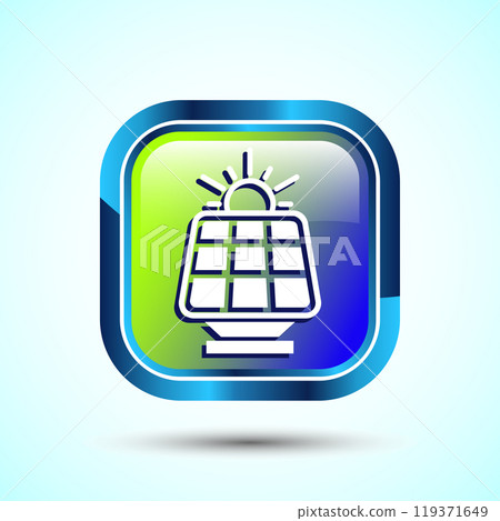 Solar Panel Icon Design Illustration, Solar Panel Power Station sign,  Button Design 119371649