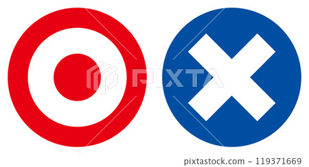 圓圈 x 紅藍色圖示設定簡單向量圖解 119371669