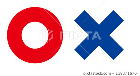 圓形 x 紅藍色設定簡單向量圖解粗線 圓形 x 紅藍色設定簡單向量圖解粗線 119371670
