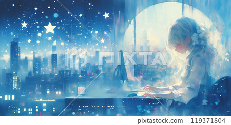 Girl working overtime 119371804