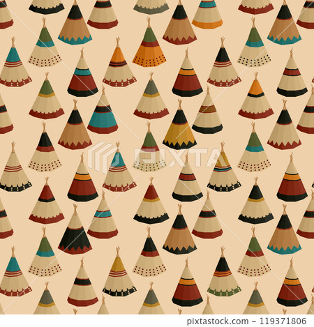 Native American Teepee seamless pattern Native American Teepee seamless pattern 119371806