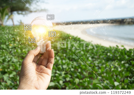 Sustainable development and business operations based on renewable energy CO2 Emission Reduction Concepts Green industries using renewable energy can limit global warming changes. 119372249