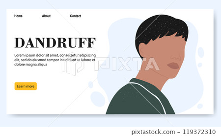 Scalp infection vector medicine banner. Man with dandruff illustration. Hair scalp problem Scalp infection vector medicine banner. Man with dandruff illustration. Hair scalp problem 119372310