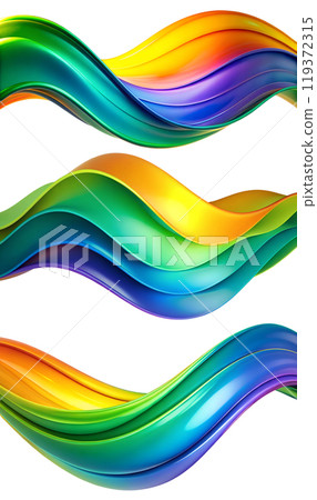 Colorful waves of abstract design flowing gracefully with vibrant hues in a stunning display of motion and energy 119372315