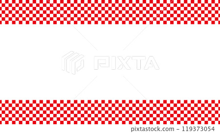 Checkered frame, red, top and bottom, simple, vector, red and white 119373054