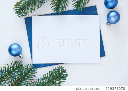 Mockup for your art work, Christmas Card Mockup, Holiday Greeting Card or Invitation 119373078