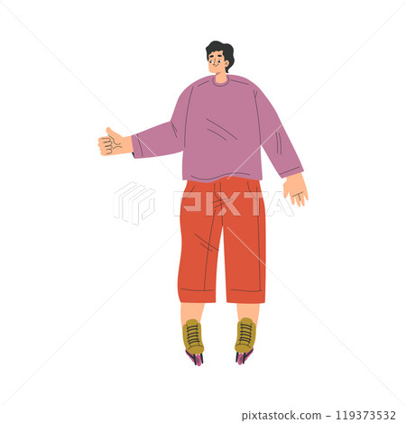 Man Character Roller Skating Ride on Rollers Vector Illustration Man Character Roller Skating Ride on Rollers Vector Illustration 119373532