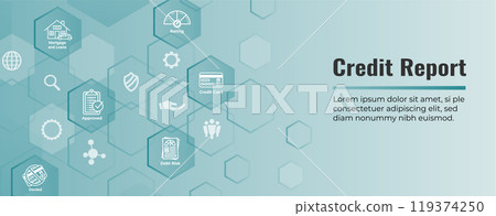Credit Report Web Banner for Personal Loan or Mortgage 119374250