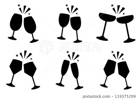 酒吐司插畫向量黑色剪影 酒吐司插畫向量黑色剪影 119375299