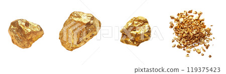 Pure gold nugget rock, precious stone, specimen PNG set bundle transparent background isolated graphic resource cutout. Lapidary, geology, rockhounding, collecting, gemstone, mineral 119375423