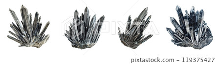 stibnite crystal, gemstone, gem, mineral specimen PNG set bundle transparent background isolated graphic resource cutout. Lapidary, antimonite, healing, geology, rockhounding, collecting 119375427