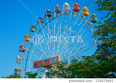 Arakawa Amusement Park Ferris wheel at dusk close-up 119375681