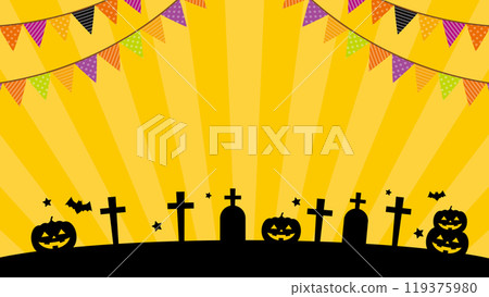 Halloween background frame yellow radiation garland 119375980