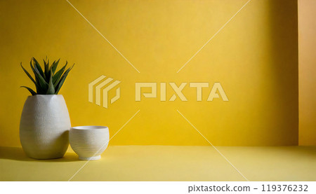 Deep pale yellow space, plain material, background 119376232