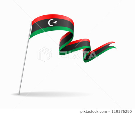 Libyan flag wavy background layout. Vector illustration. Libyan flag wavy background layout. Vector illustration. 119376290