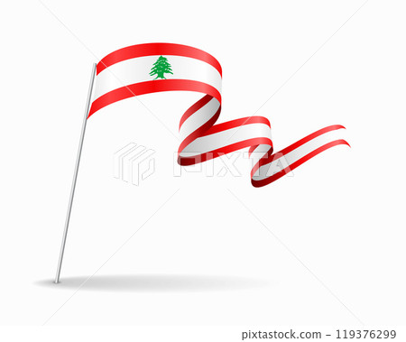 Lebanese flag wavy background layout. Vector illustration. 119376299