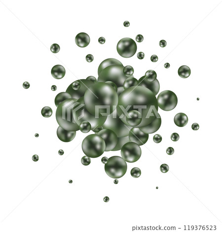 Color glossy bubbles. Background with realistic balls. Abstract minimal design. Vector illustration. Green balls. Eps 10 119376523