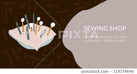 Pin cushion sewing needlework vector artwork 119376646