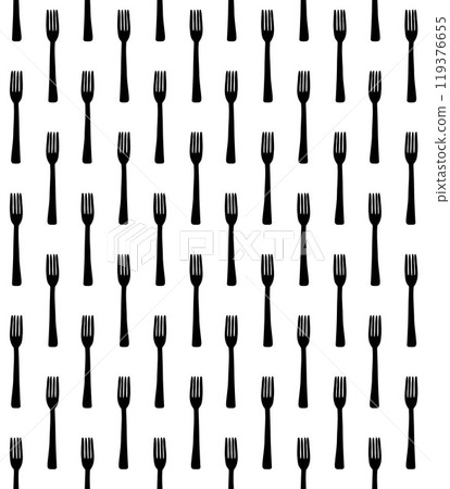 Vector seamless pattern of fork silhouette Vector seamless pattern of fork silhouette 119376655