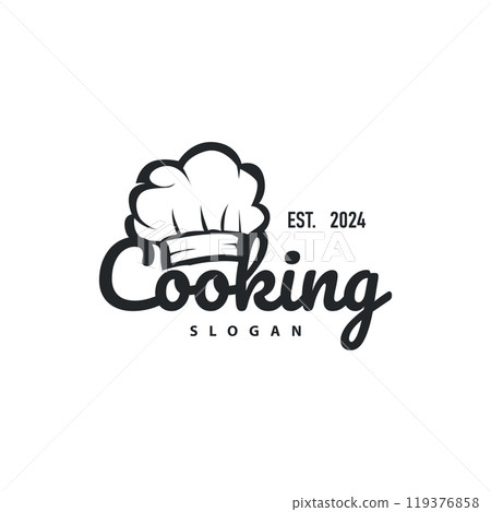 Chef Logo Design Cooking Inspiration And Chef Hat With Simple Lines For Restaurant Business Brand Chef Logo Design Cooking Inspiration And Chef Hat With Simple Lines For Restaurant Business Brand 119376858