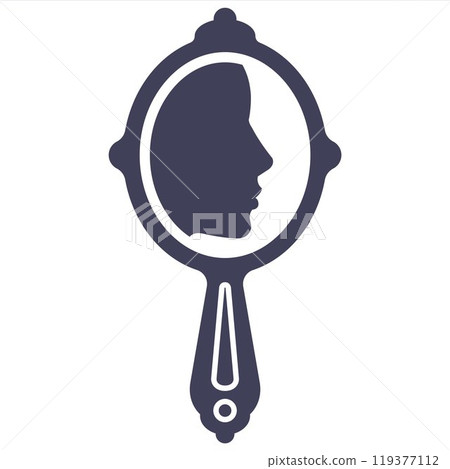 black icon reflection of woman in mirror. 119377112