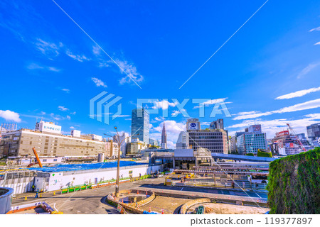 Tokyo cityscape in Japan in October. View of Shinjuku Station and the redevelopment of the west exit... = October 7, 2024 119377897