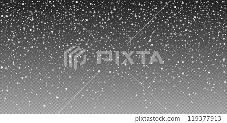 Transparent snow overlay effect on dark winter background. Vector illustration snow flakes 119377913