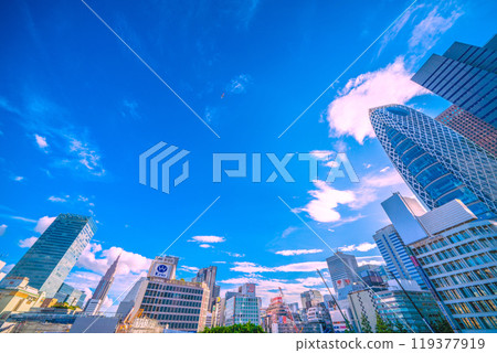 Tokyo cityscape in Japan in October. View of Shinjuku Station and the redevelopment of the west exit... = October 7, 2024 119377919