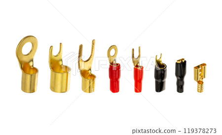 Assorted Gold Fork and Ring Terminals with Red and Black Insulation 119378273