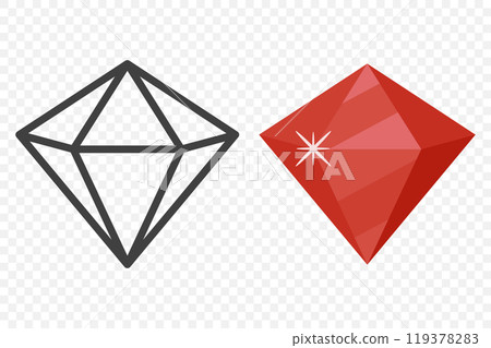 Vector Simple Minimalistic Gemstone Icon. Diamond, Crystal, Rhinestones Closeup Isolated. Jewerly Concept. Design Template of Gemstones, Gem Clipart. Front View Vector Simple Minimalistic Gemstone Icon. Diamond, Crystal, Rhinestones Closeup Isolated. Jewerly Concept. Design Template of Gemstones, Gem Clipart. Front View 119378283