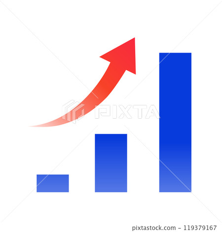 Rising graph red arrow gradient Rising graph red arrow gradient 119379167