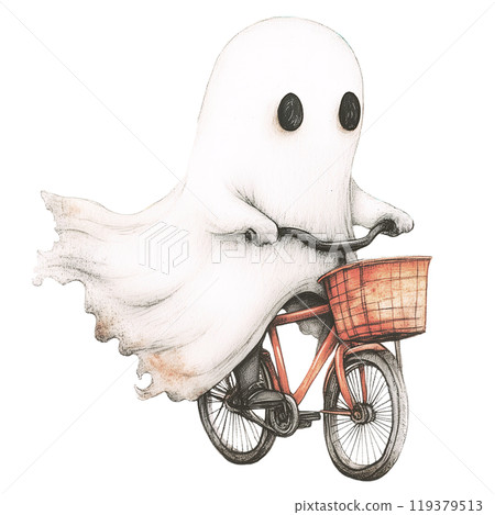 Whimsical Ghost Riding a Bicycle Whimsical Ghost Riding a Bicycle 119379513