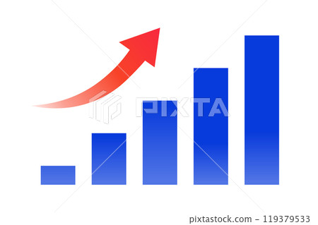 Long graph rising red arrow gradient 119379533