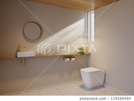 舒適的廁所設計，自然光線從FIX狹縫窗戶射入。 119380484