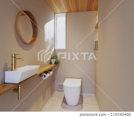 舒適的廁所設計，自然光線從FIX狹縫窗戶射入。 119380486