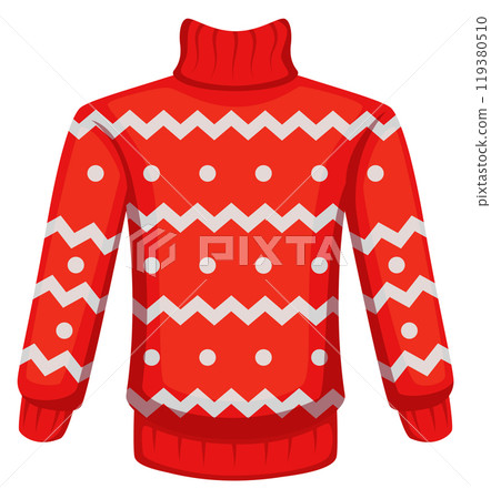 Warm sweater. Red winter pullover cartoon icon 119380510