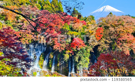 白絲瀑布和富士山（秋季） 119380565