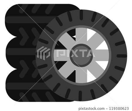 Car wheels stack color icon. Auto maintenance 119380623