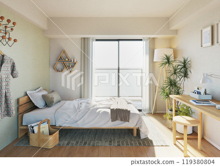 Single-person room: Natural green interior 119380804